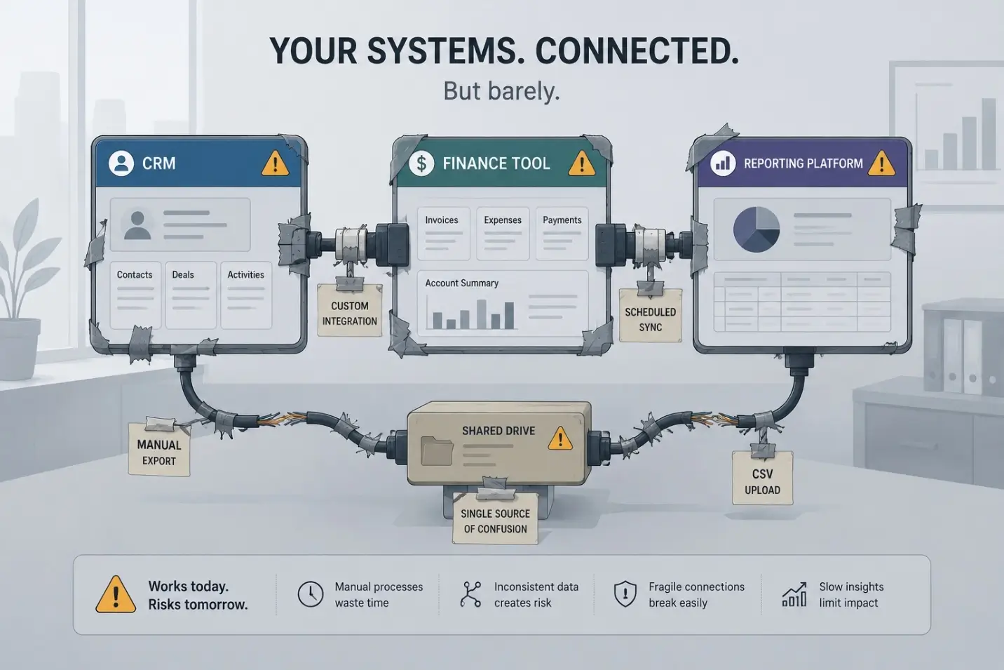Connected systems expose the gap between legacy reporting assumptions and real-time needs.
